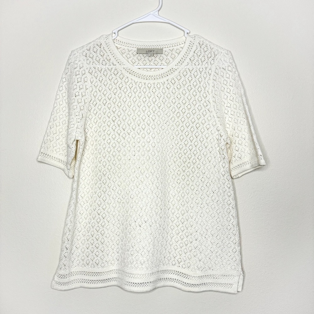 Ann Taylor Loft Open Knit Short Sleeve Top